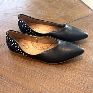 Maurices Black pointed toe flats with Pearl Stud Embellishment Size 7